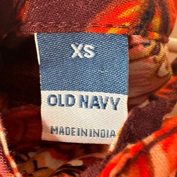 NWT Old Navy Babydoll Floral V-Neck Dress Womens XS Boho Dark Cottage Burgundy - Picture 7 of 9